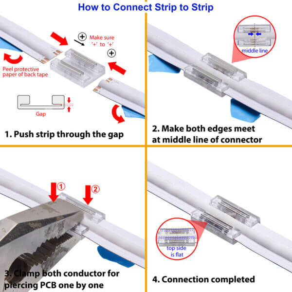 4-Pin 10mm COB RGB LED Strip Connector